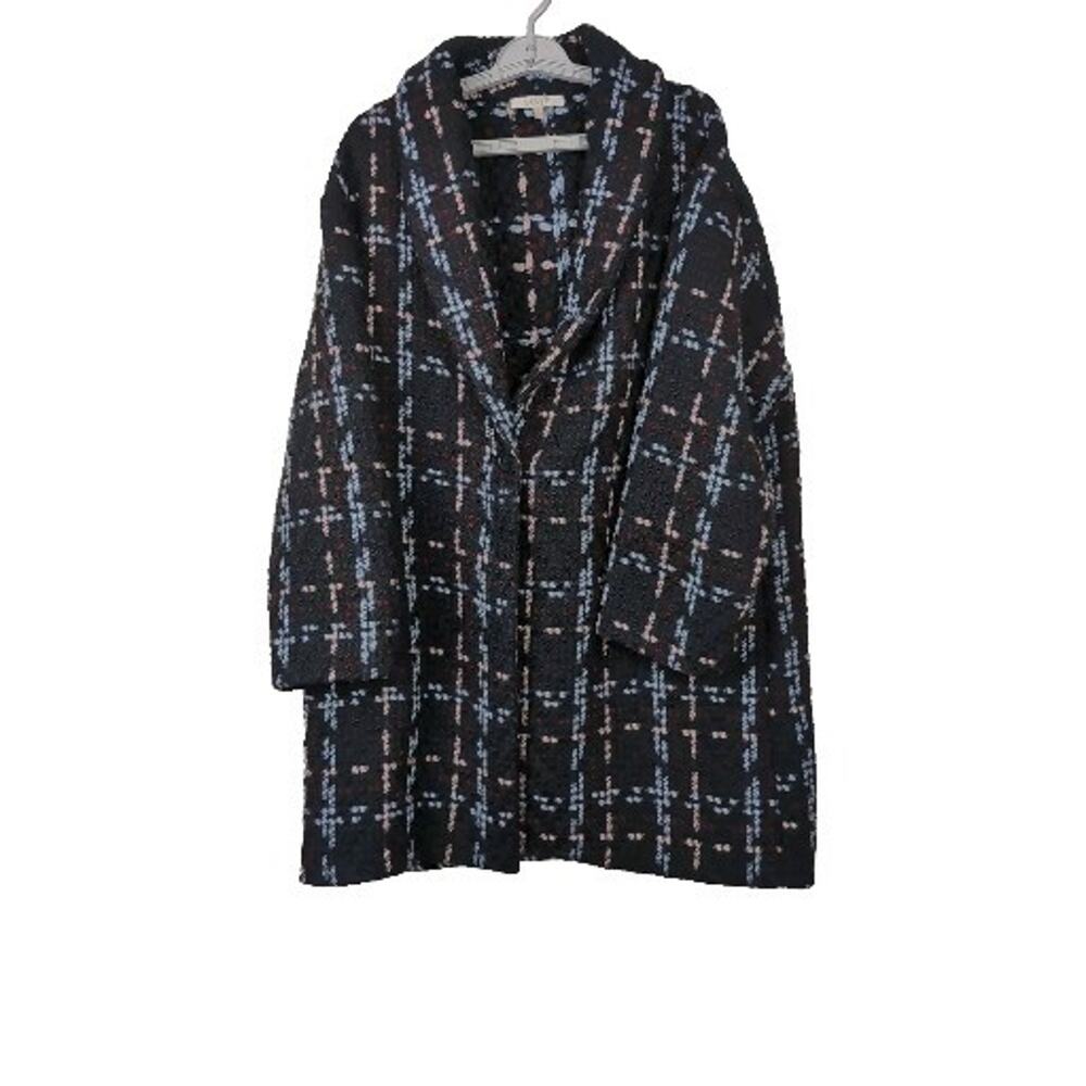 WAYF Women's Tweed Peacoat Black W/ Blue Pink Red Career Wear Jacket Size XXL